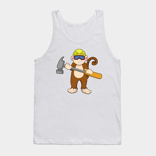 Monkey as Craftsman with Hammer Tank Top by Markus Schnabel